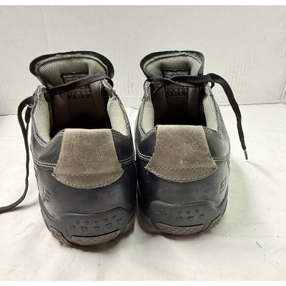 SKECHERS  LEATHER CASUAL SNEAKERS Mens size 12 color black SN 62861 - Picture 8 of 13